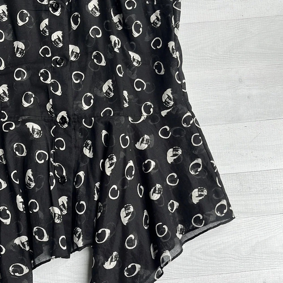 W By Worth Black & White Print Cotton Button Down 0 - Picture 3 of 5